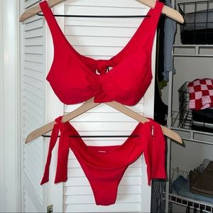 Abercrombie Red Tie Cheeky Bikini Set (S)